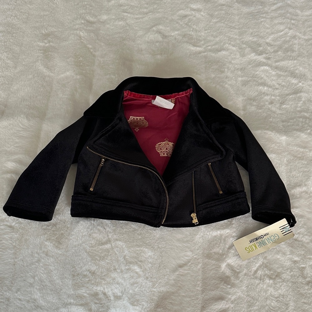 Stylish Ebony Black Kids Moto Style Jacket 18 months